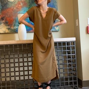 Moss Green Maxi Dress with slits on each side